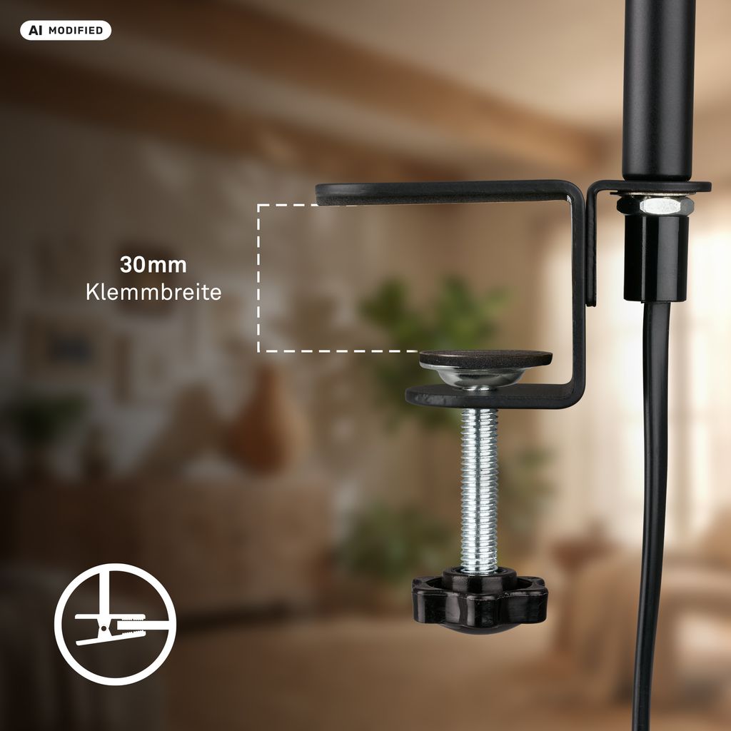 Riff Klemmlampe - 3,5W, 400lm, LED, Schwenkbar, Warmweiß, Schwarz