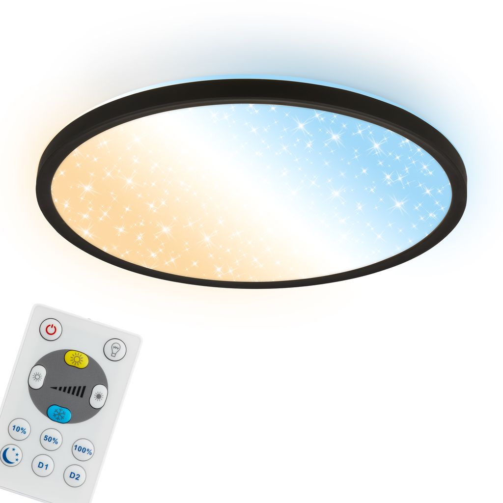 Slim LED Panel Ø29,3 cm - 18W, 2400lm, Fernbedienung, Dimmbar, CCT, Schwarz