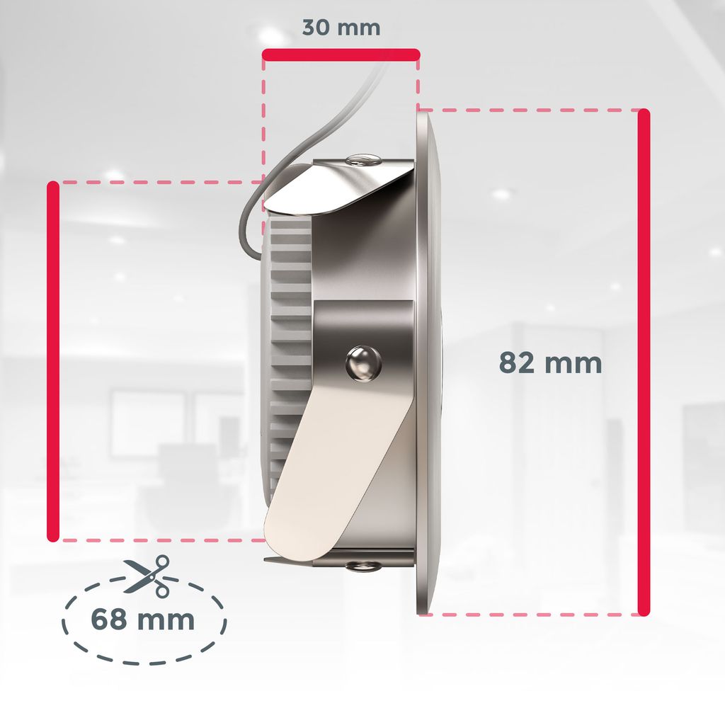 Einbauspot 6er Set 68mm Lochmaß - 230V, 4,8W, 400lm, LED, warmweiß, matt-nickel