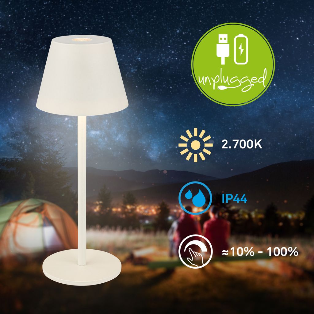 Kiki Nano Tischlampe - 1,5W, 130lm, Akku, LED, Dimmbar, Warmweiß, Altweiß