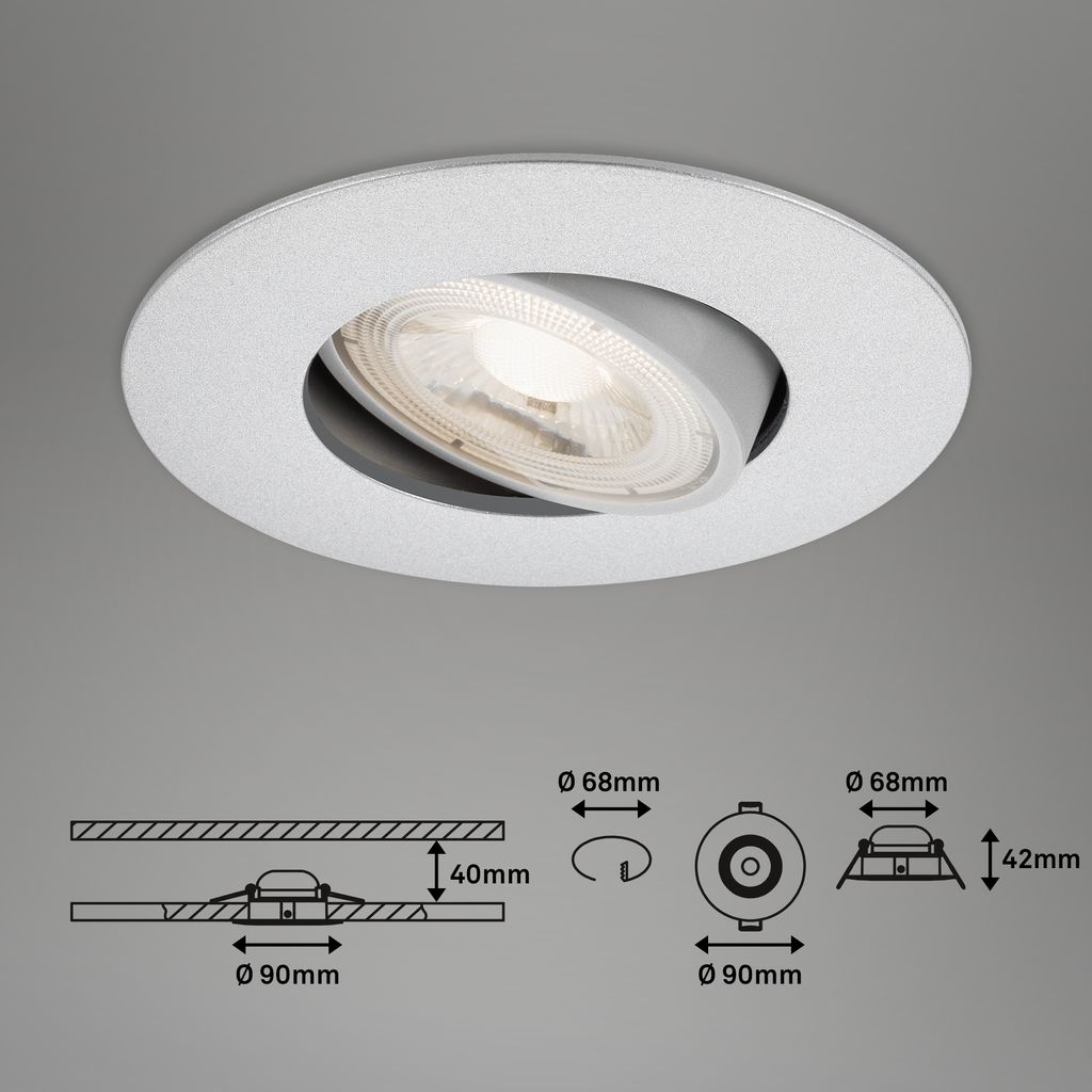 LED Einbauleuchte 4,4 cm 3x 4,9 Watt 480lm chrom