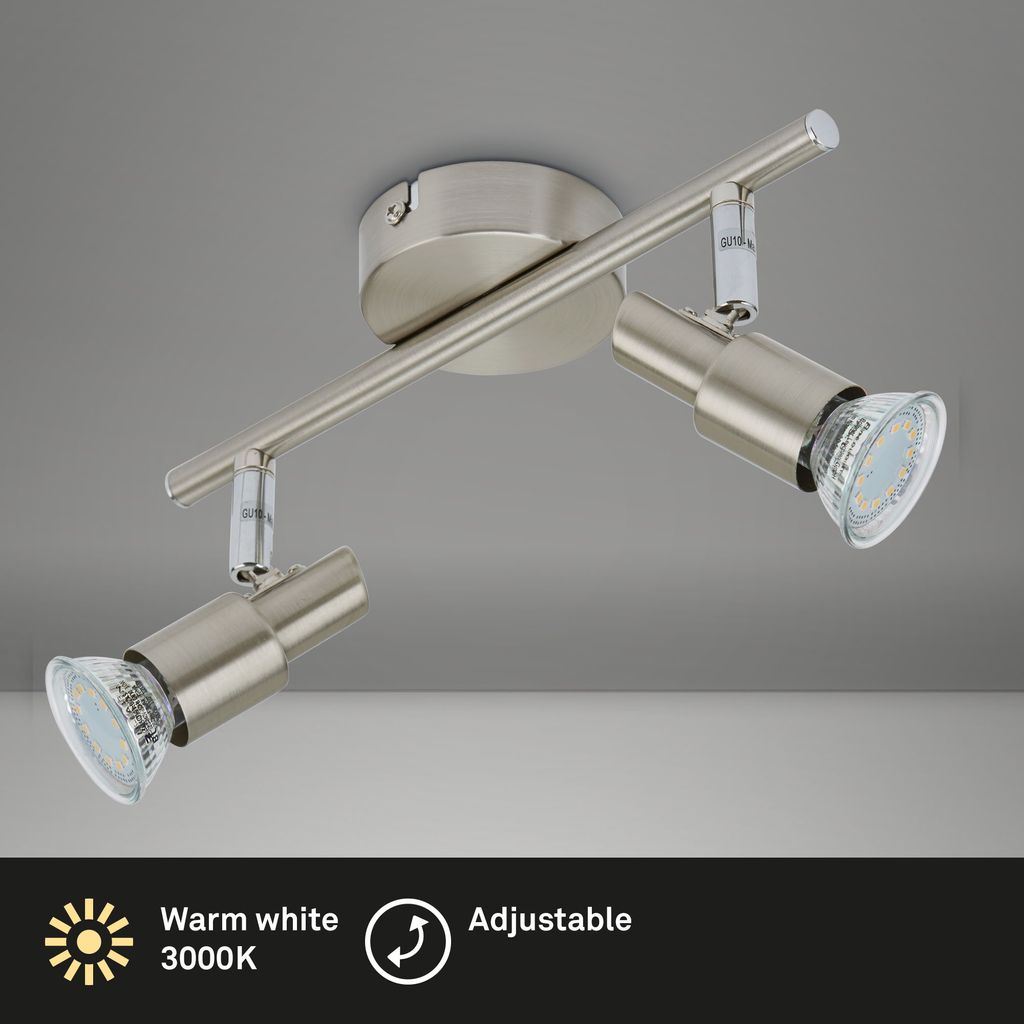 LED Deckenspot ? 2-flammig, GU10 6W, dreh- & schwenkbar, Warmweiß, Matt-Nickel