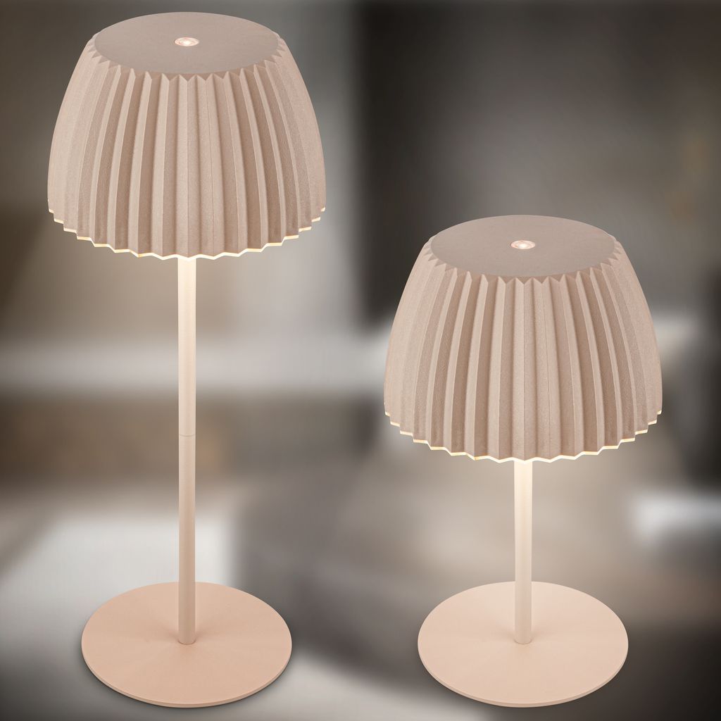 Riffle Rechargeable Table Lamp 36,5 cm - 2W, 200lm, Cordless, LED, Dimmable, Touch, German Design Award Winner 2025, Beige