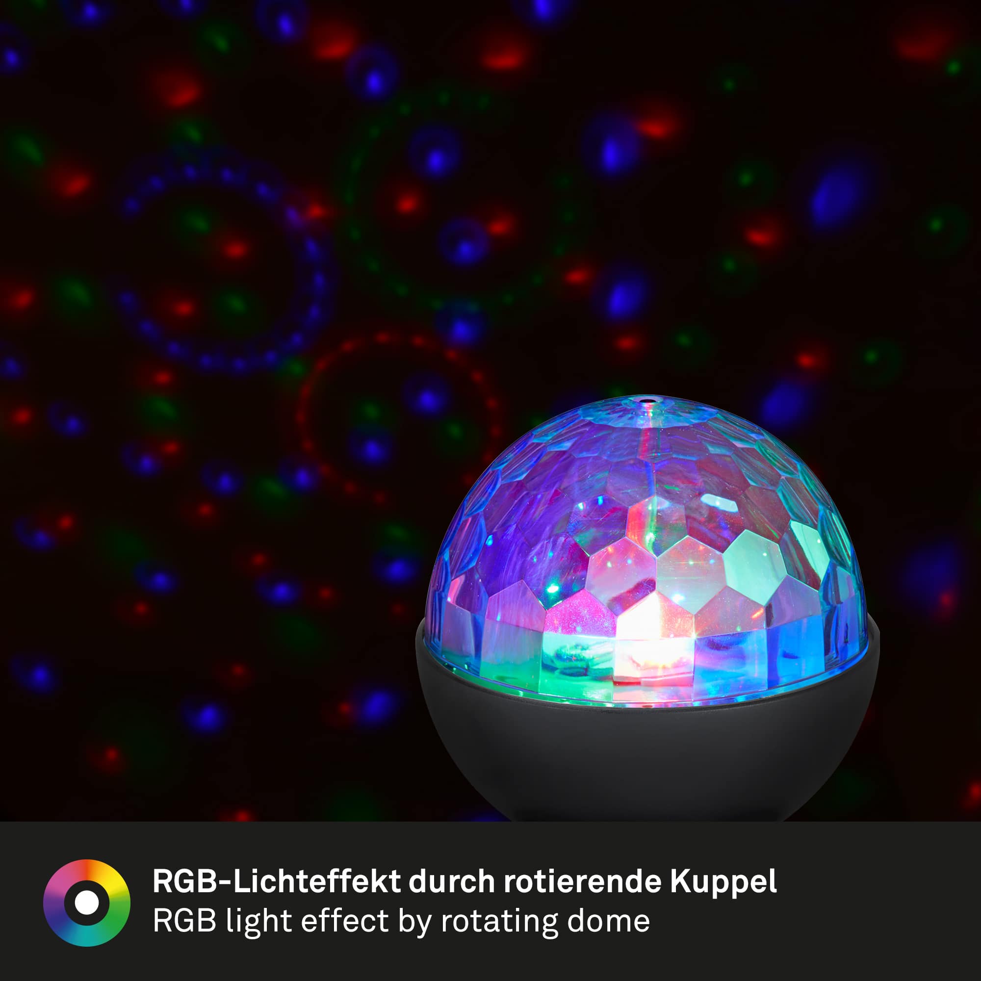 RGB LED Tischleuchte, Ø 12,5 cm, 3 W, Schwarz