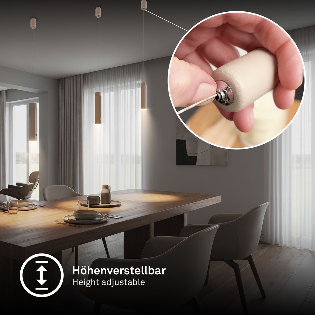Hang Pendelleuchte - 3,5W, 280lm, Akku, LED, Höhenverstellbar, Beige