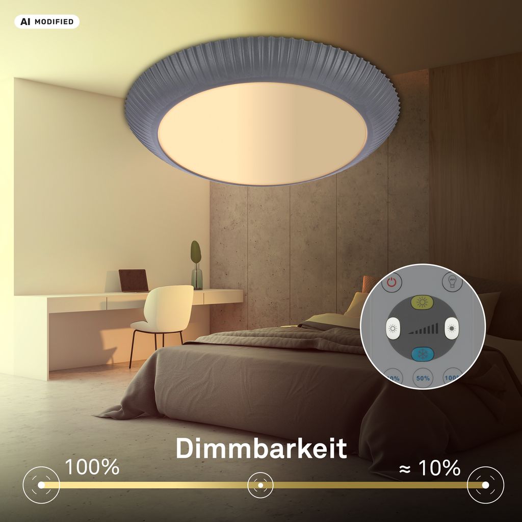 Solea Deckenlampe Ø46 cm - 18W, 2800lm, LED, Dimmbar, Fernbedienung, CCT, Anthrazit