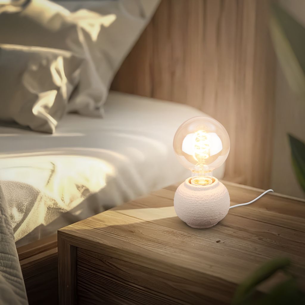 Amba Tischlampe - mit Schalter, Keramikfuß, E27 Fassung, Beige