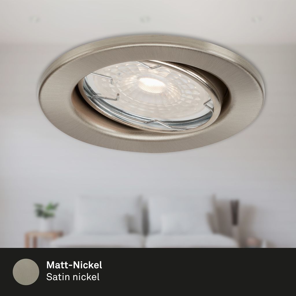 LED Einbauleuchten dimmbar schwenkbar 3er Set GU10 5.5W silber Ø8.6cm Briloner 4