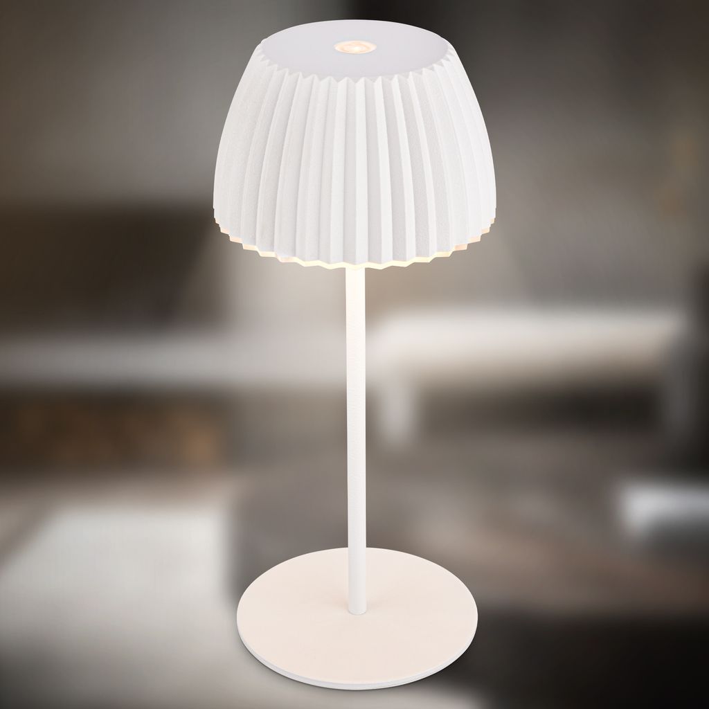 Akku-Tischleuchte Riffle Mini - 20 cm, 1,5W, 150lm, Kabellos, LED, Dimmbar, Touch, Weiß