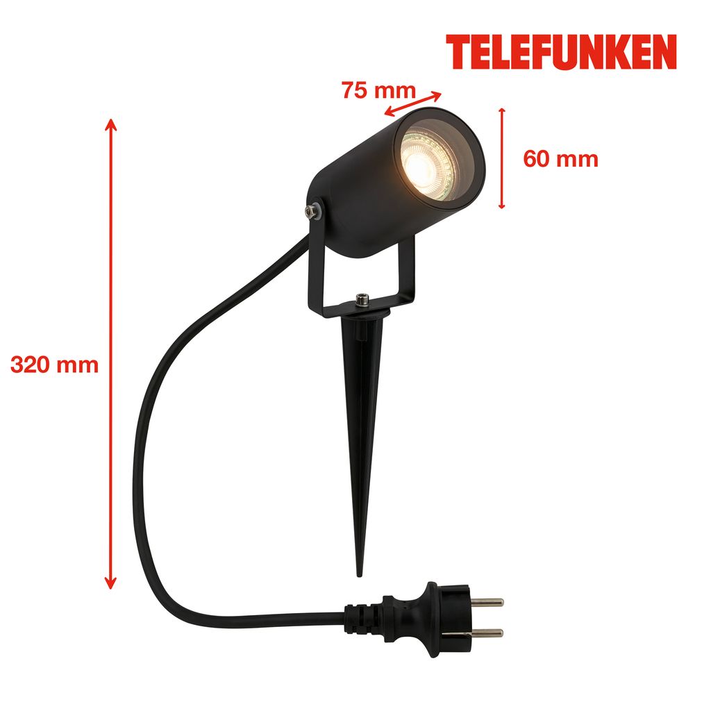 Telefunken LED Gartenstrahler, Strahlwasserschutz, Schwenkbar
