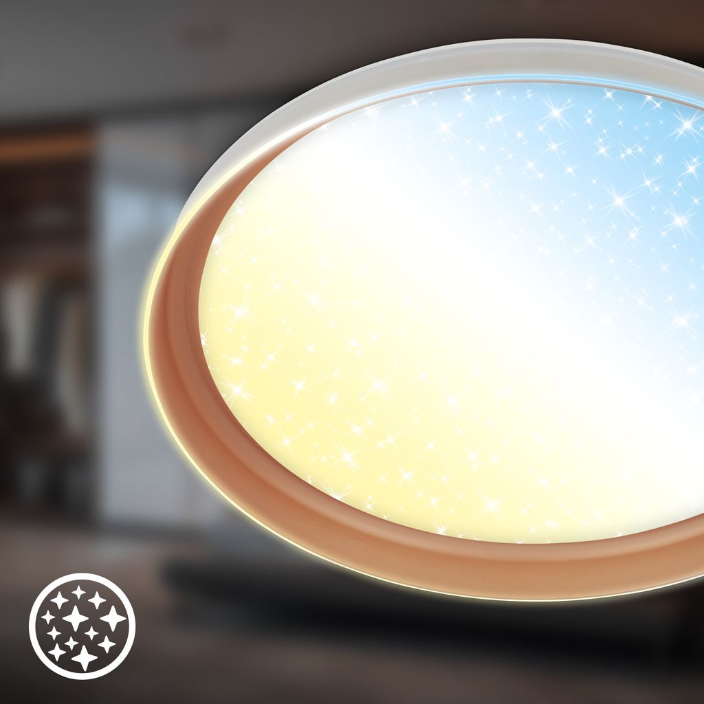 Gima Deckenlampe Ø51 cm - 48W, 5200lm, LED, Sternenhimmel, CCT, Dimmbar, Warm Grey, Coffee