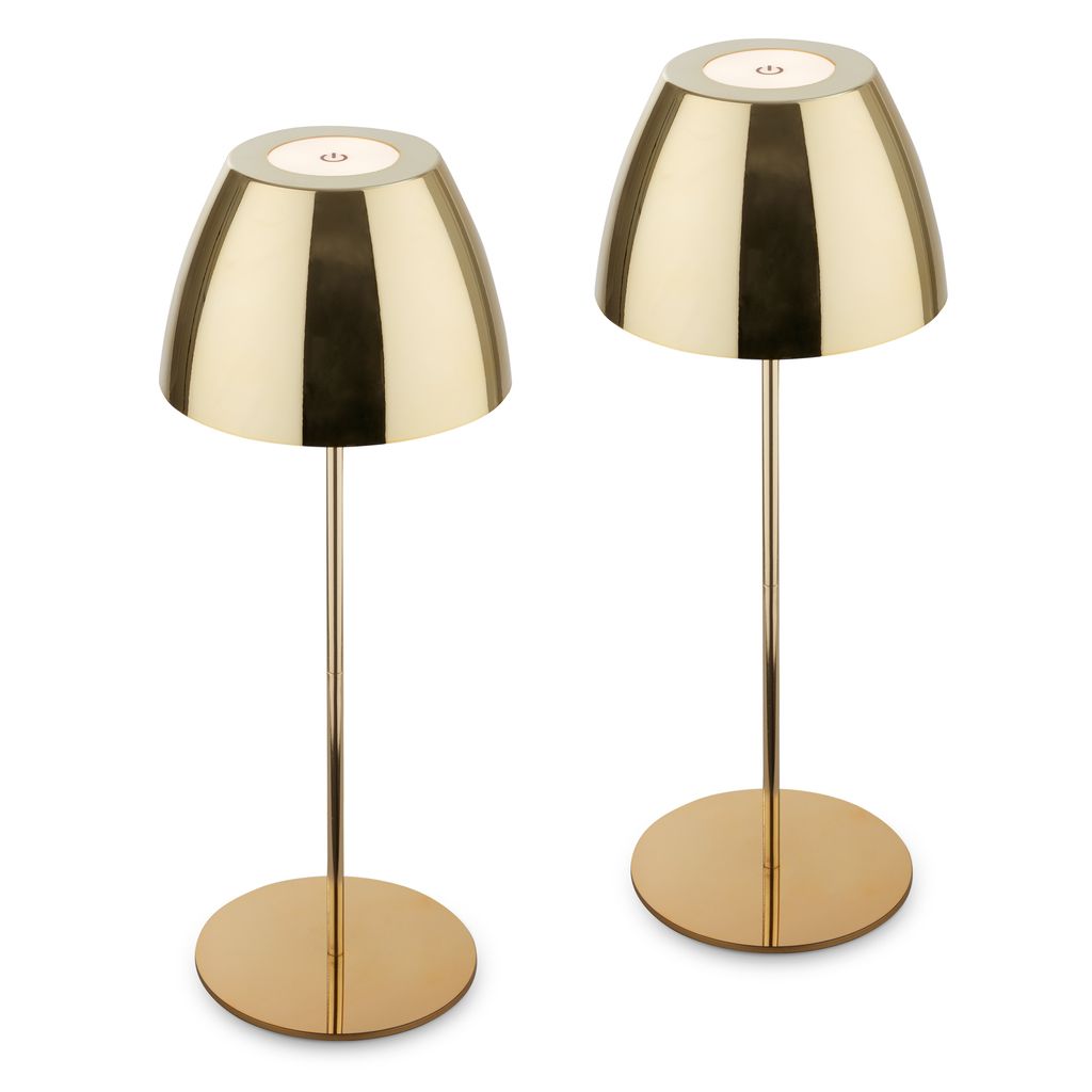 Serina Tischlampe 2er Set - 2,5W, 200lm, Kabellos, LED, Touch, Dimmbar, Goldfarbe