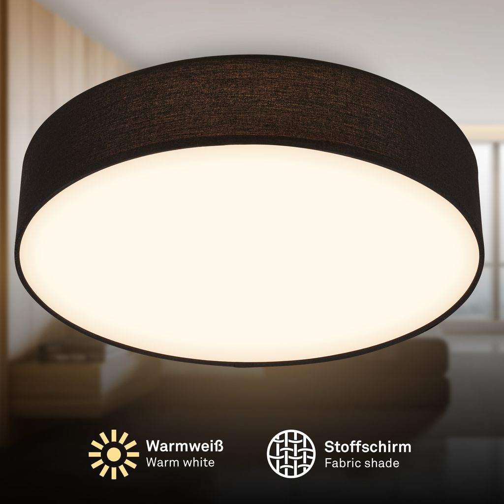Duck Deckenlampe Ø38 cm - 24W, 2600lm, LED, Warmweiß, Stoffschirm, Schwarz