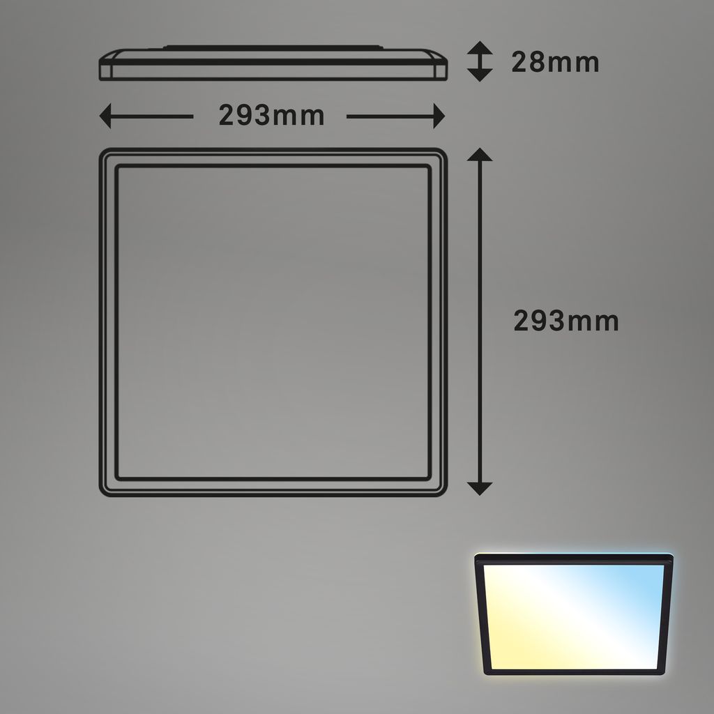 LED Panel Dimmbar Fernbedienung Ultraflach CCT 18W schwarz Kunststoff Briloner 4