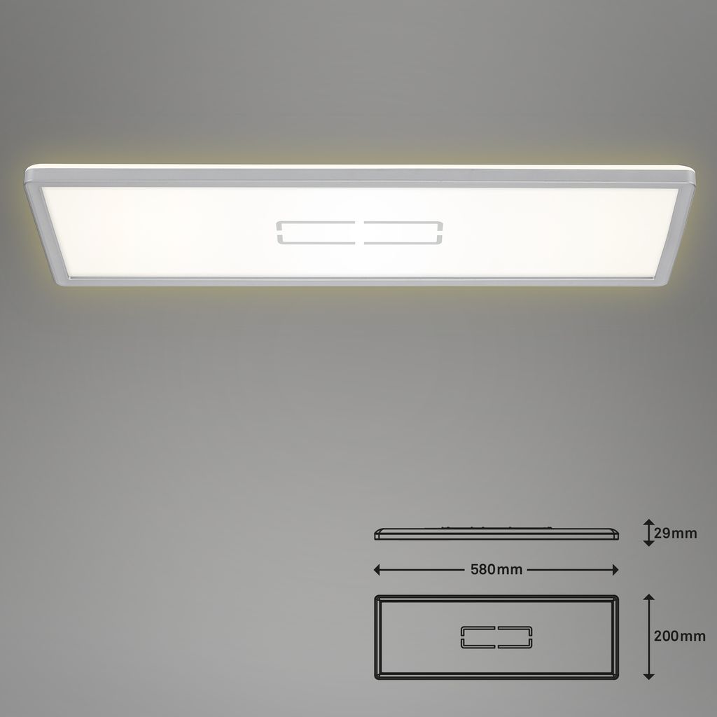 LED Deckenleuchte Deckenlampe ultraflach 22 W weiß-silber Kunststoff Briloner 21