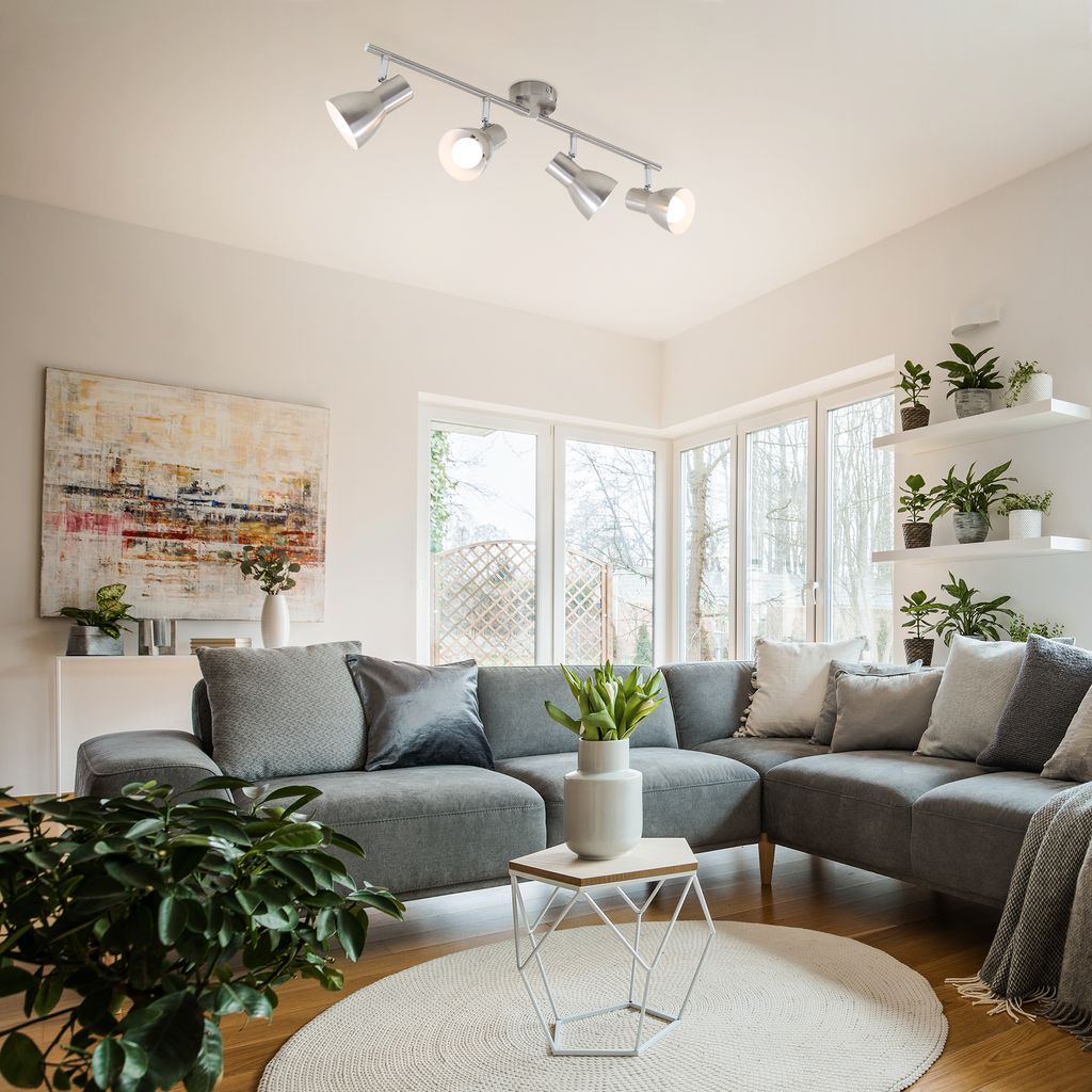 Deckenleuchte Spotleuchte Retro schwenkbar E14 25 W silber Metall Briloner 9