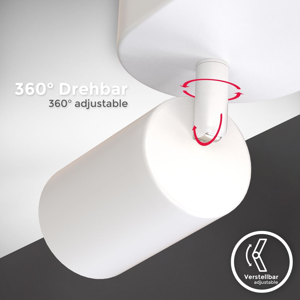 Ceiling Light, 4 Rotatable Spots, GU10 Sockets, Bulbs not Included, Spotlight for Kitchen, Dining Room & Bedroom, White Lamp, Metal Spot Bar, 55cm/21.6in long, Swivel Design IP20 230V