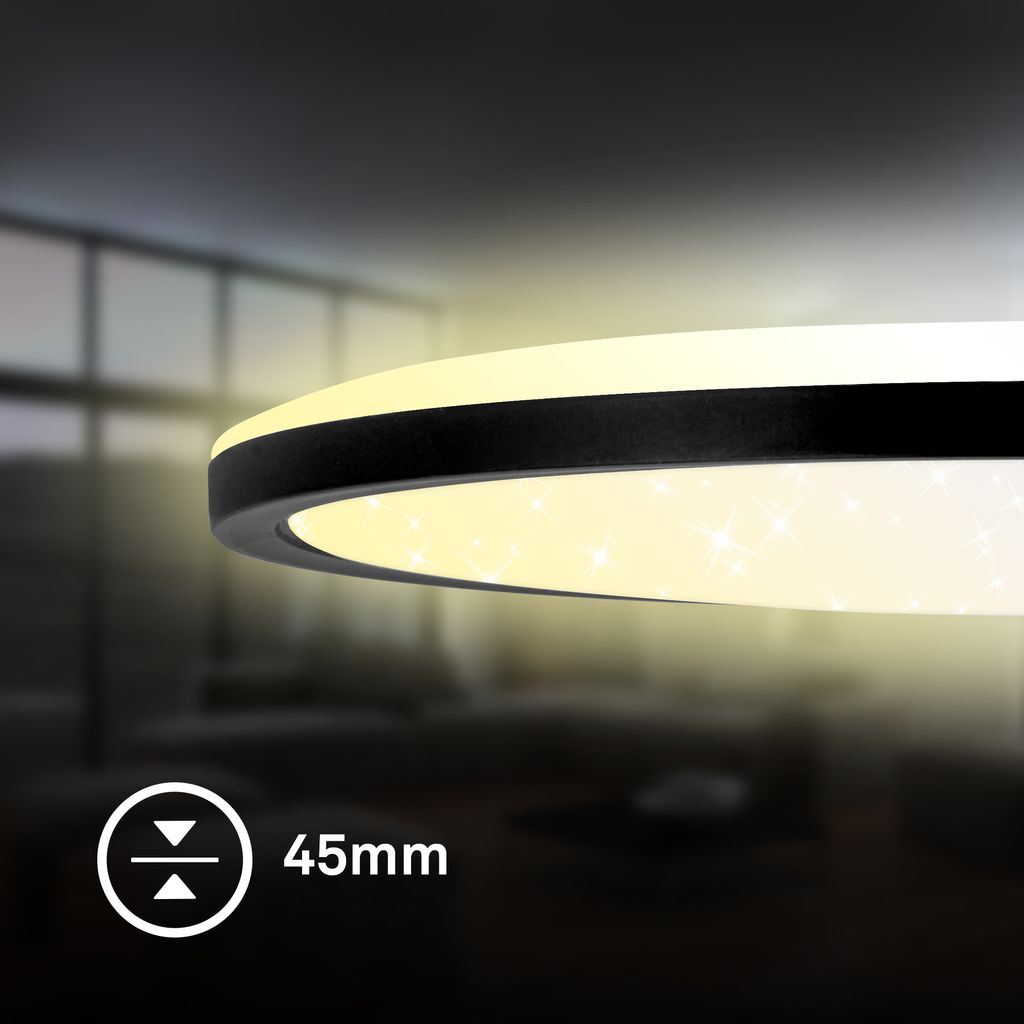 Slim LED Panel Ø37,5 cm - 22W, 3000lm, Fernbedienung, Dimmbar, Schwarz