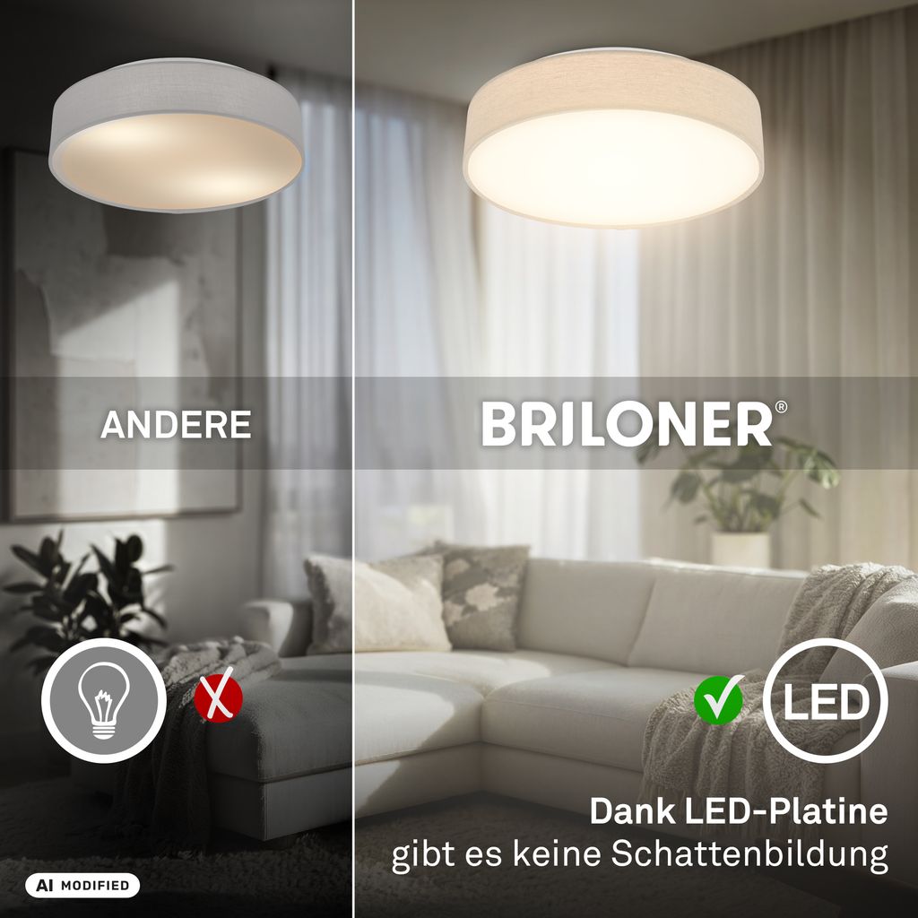 Duck Deckenlampe Ø38 cm - 24W, 2600lm, LED, Warmweiß, Stoffschirm, Beige