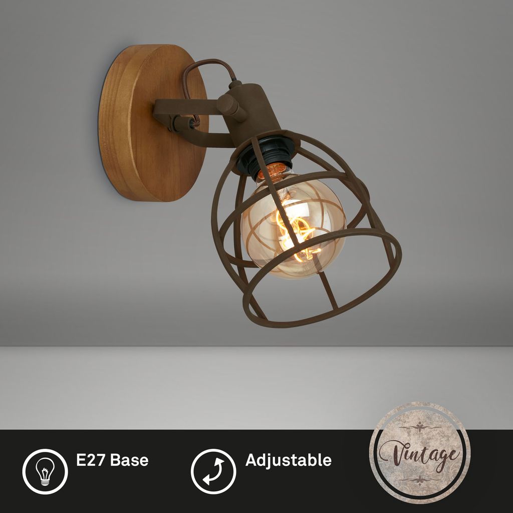 Wandspot Spotleuchte Retro schwenkbar 1xE27 Ø15cm max.25W Dunkelbraun Briloner 2