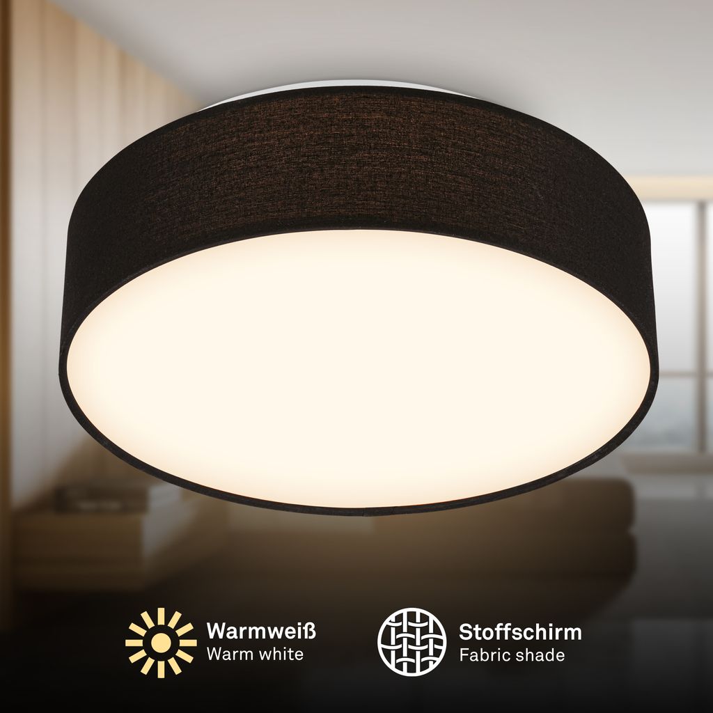 Duck Deckenlampe Ø30 cm - 16W, 1800lm, LED, Warmweiß, Stoffschirm, Schwarz