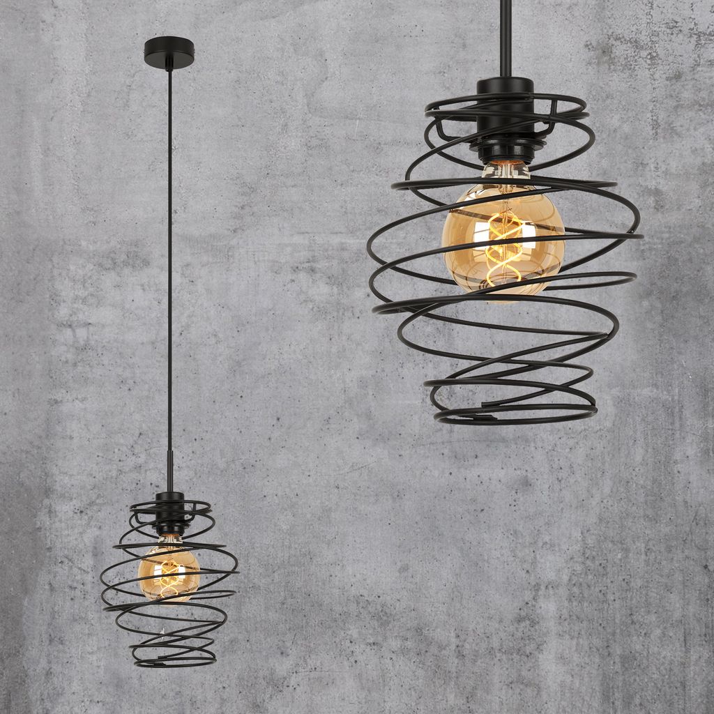 Pendelleuchte Hängelampe Drahtschirm dimmbar max.60W 1xE27 Metall Ø21cm Briloner 10