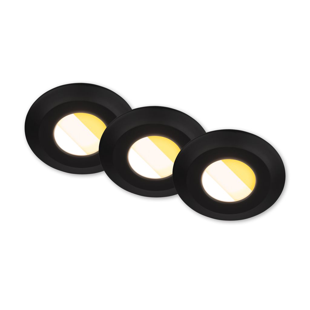 Briloner Klira 3er Set LED Bad Einbaustrahler 230V, Dimmbar, IP44, Schwarz