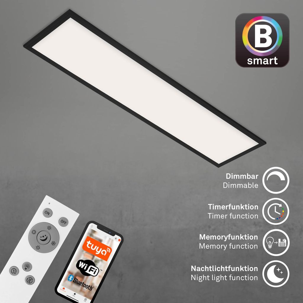 LED Panel CCT WiFi Schwenkbar App 28 W schwarz Metall-Kunststoff Briloner 6