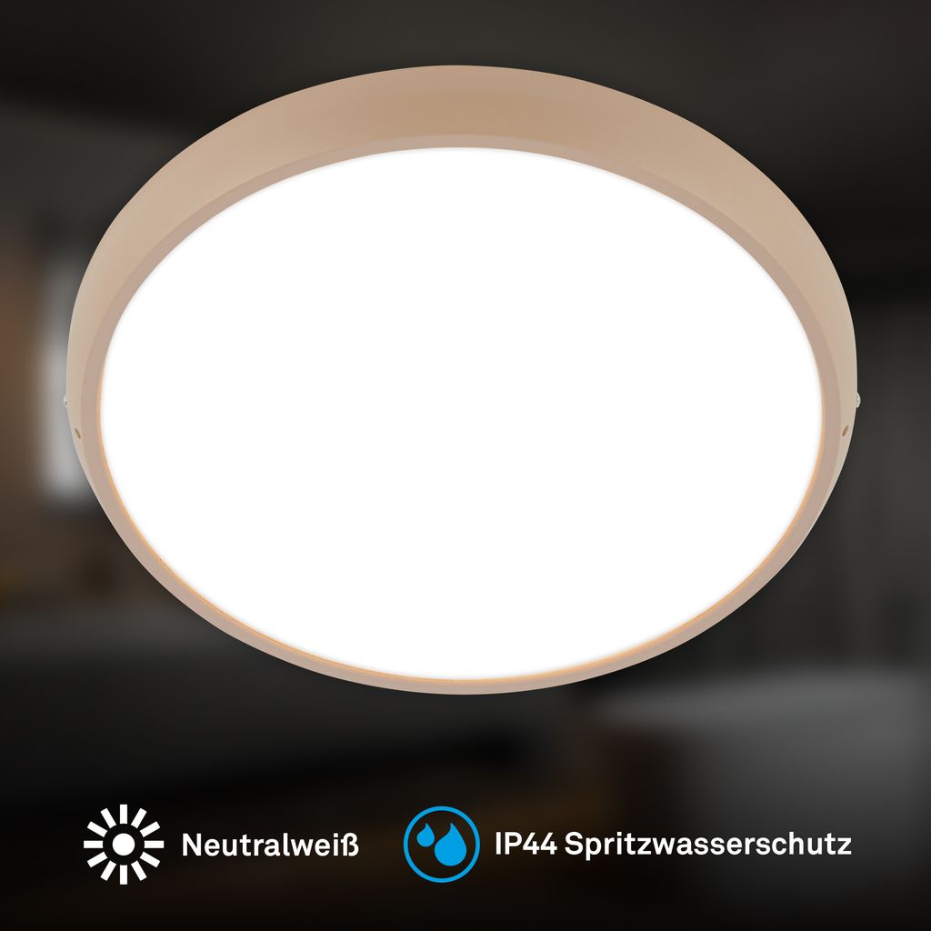 Navaro Deckenleuchte Ø37,5 cm - 24W, 2900lm, Neutralweiß, IP44, Beige