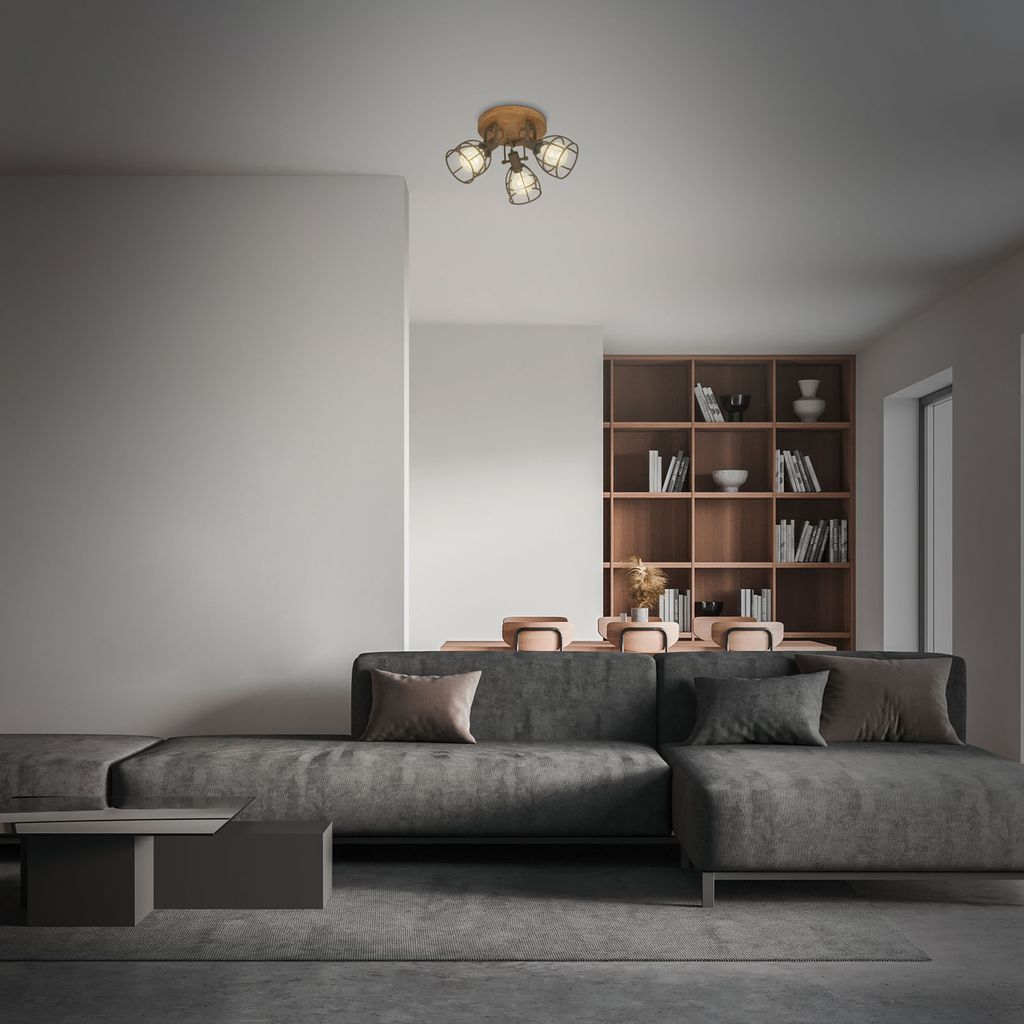 Spotleuchte Deckenspot Retro schwenkbar 3xE27 Ø29cm 25W Dunkelbraun Briloner 5