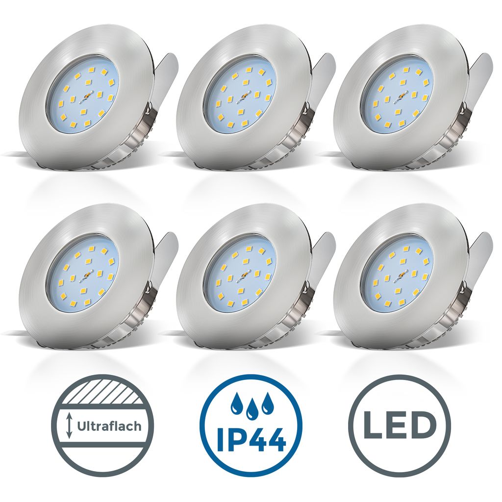 LED Einbauleuchten-Set, matt-nickel, 6xLED-Modul/4,8W