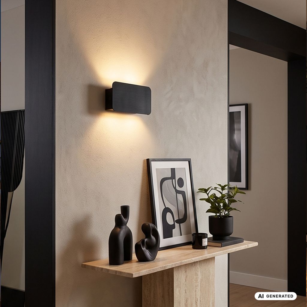 LED Akku-Wandleuchte 17x9 cm? kabellos, dimmbar, Up-& Downlight, Touch, Schwarz