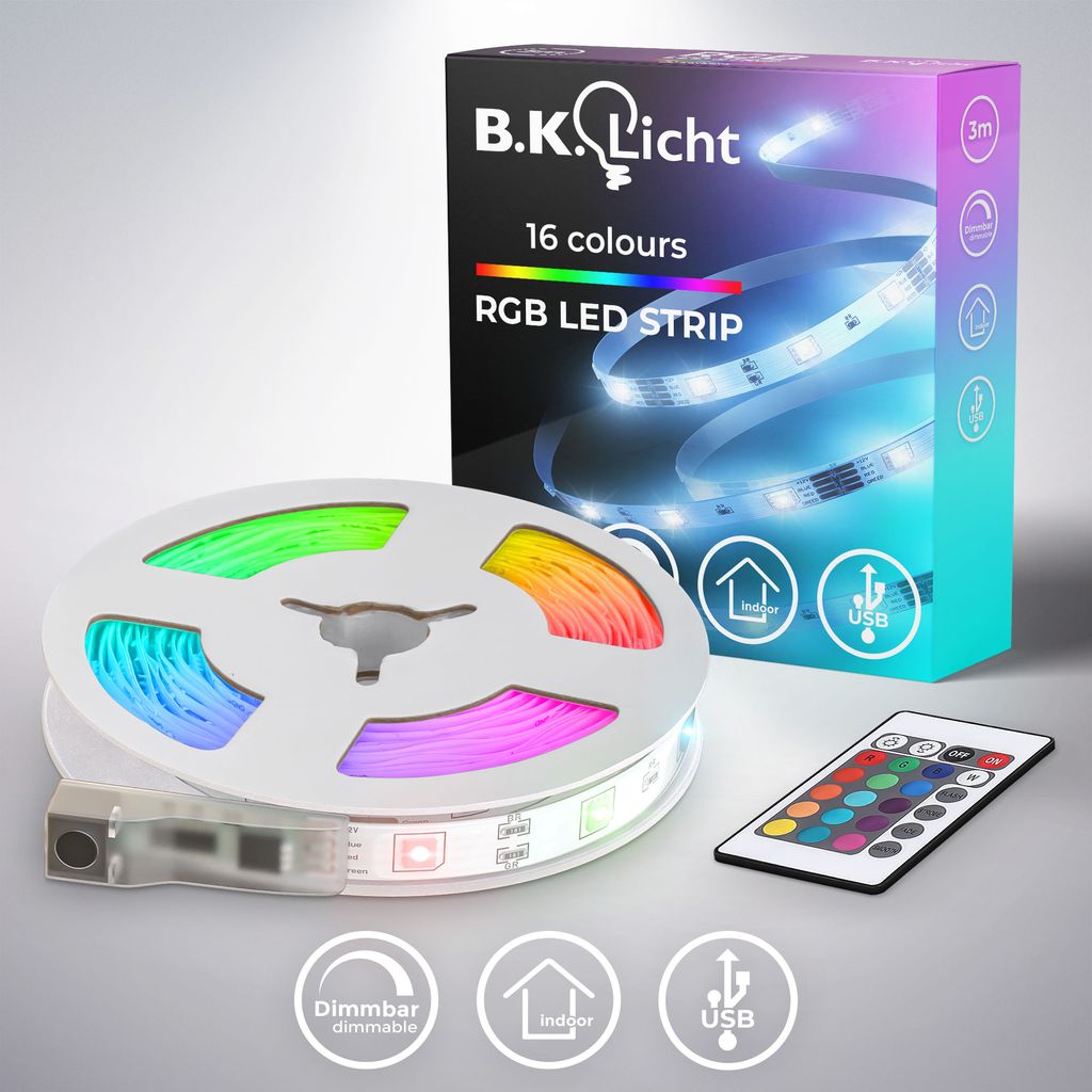 RGB LED tape, 3m, 90xRGB LED/0.11W, with USB
