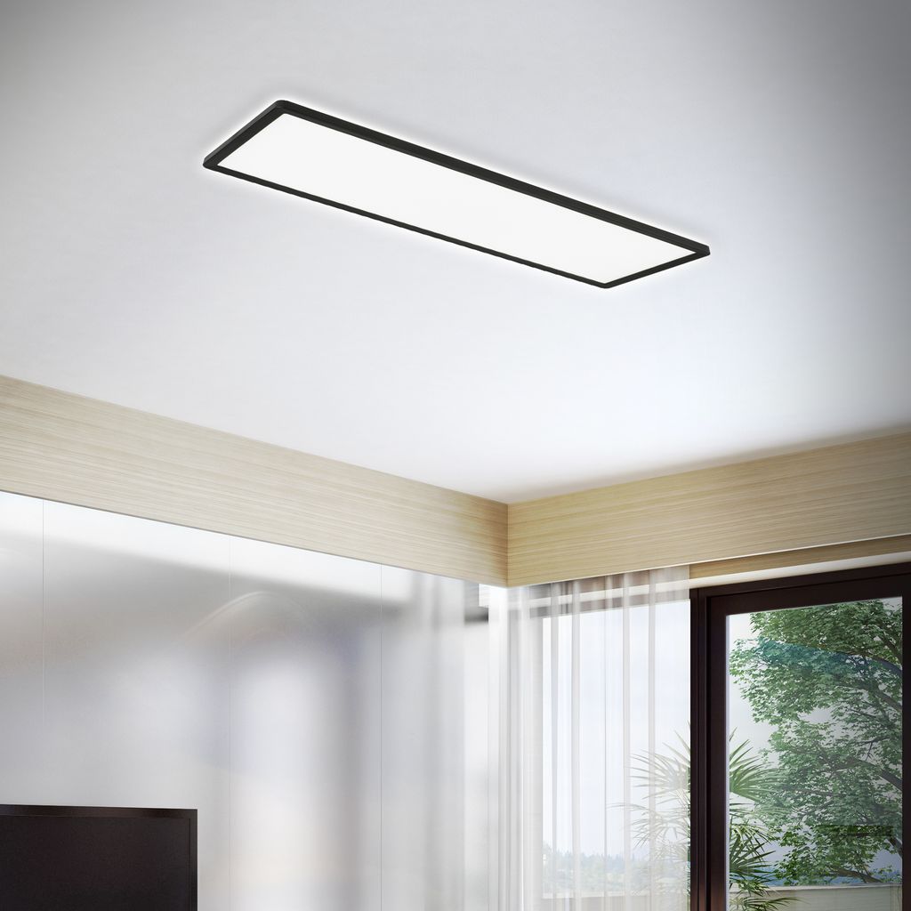 Briloner Deckenlampe LED Panel Ultra Flach Backlighteffekt Schwarz 9