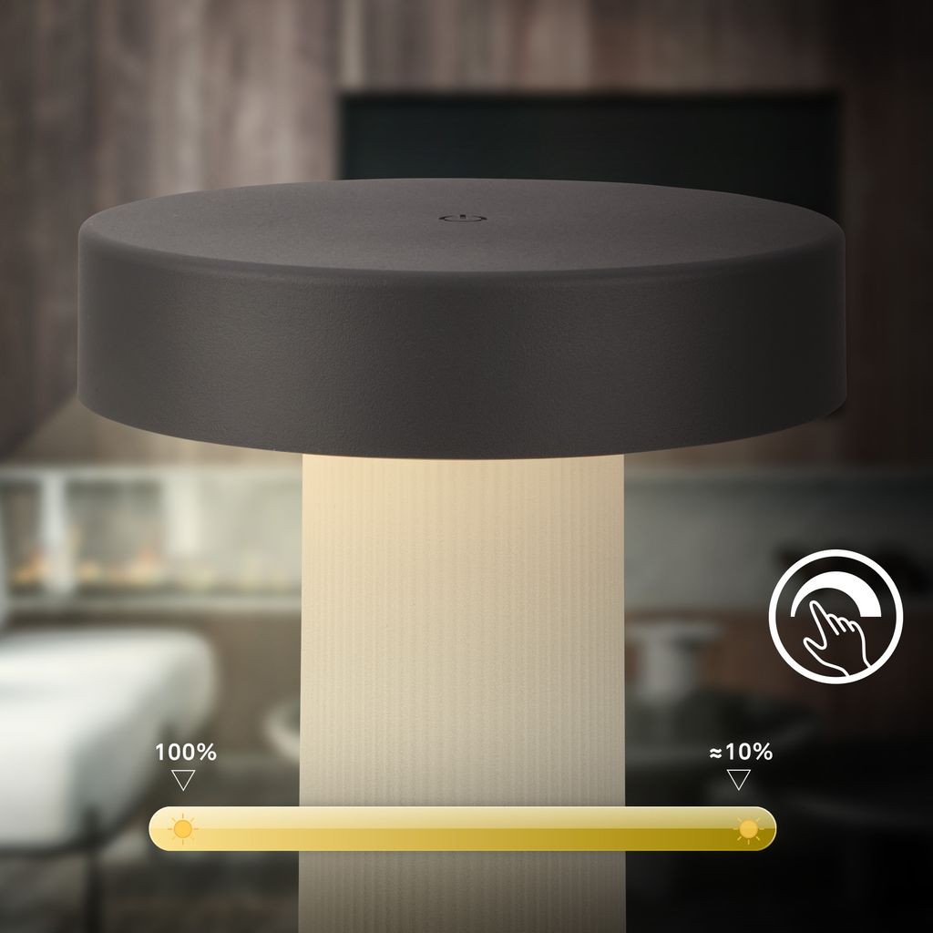 Bito Table Lamp - 3W, 300lm, Cordless, LED, Dimmable, Warm White, Off White Anthracite