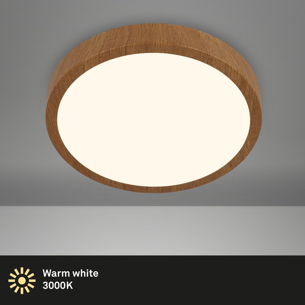 LED Deckenlampe Deckenleuchte Aufbaulampe warmweiß Holzoptik 24W Ø38cm Briloner 5
