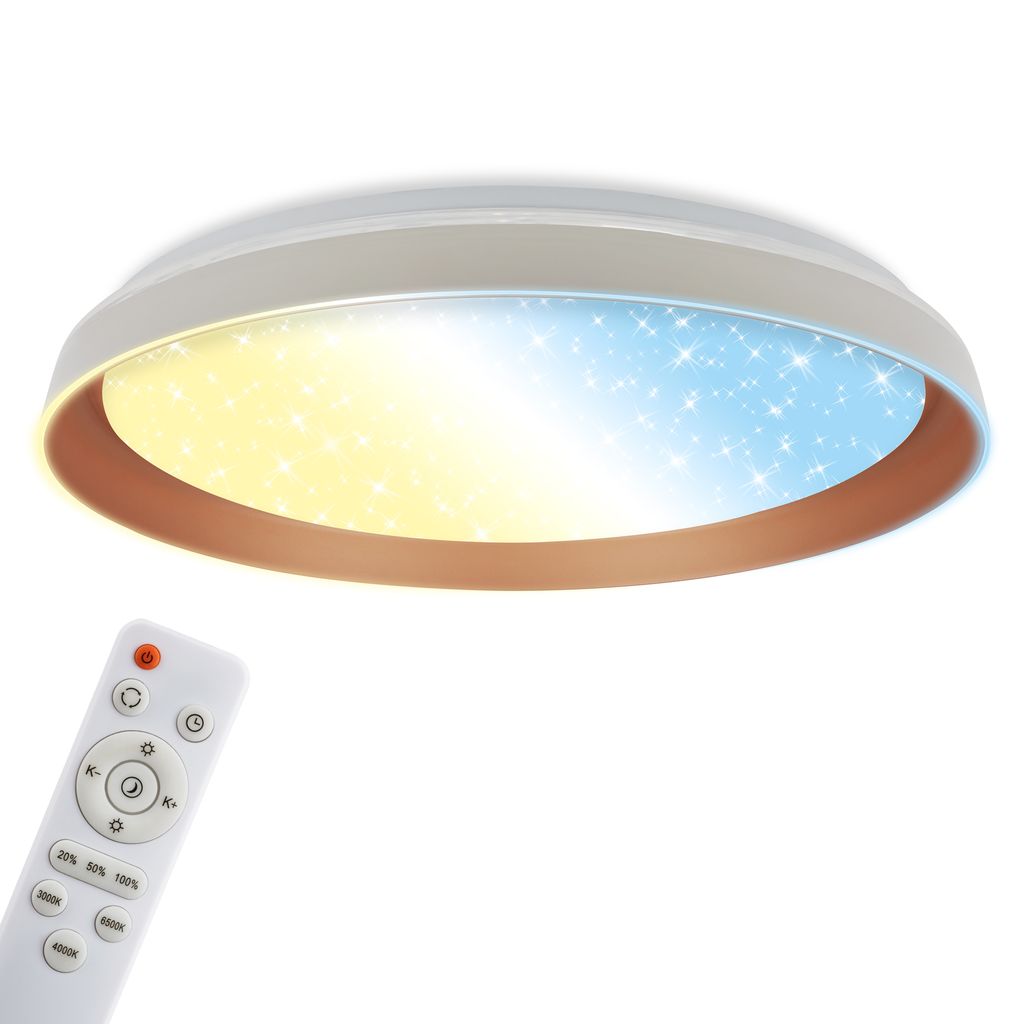 Gima Deckenlampe Ø51 cm - 48W, 5200lm, LED, Sternenhimmel, CCT, Dimmbar, Warm Grey, Coffee