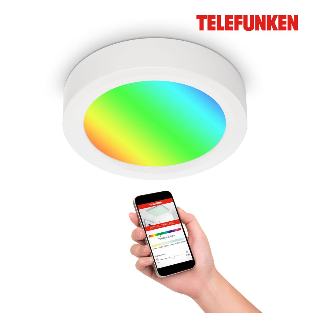 LED Aufbauleuchte Smart WiFi App Steuerung Bluetooth 18W weiß Metall Telefunken 3