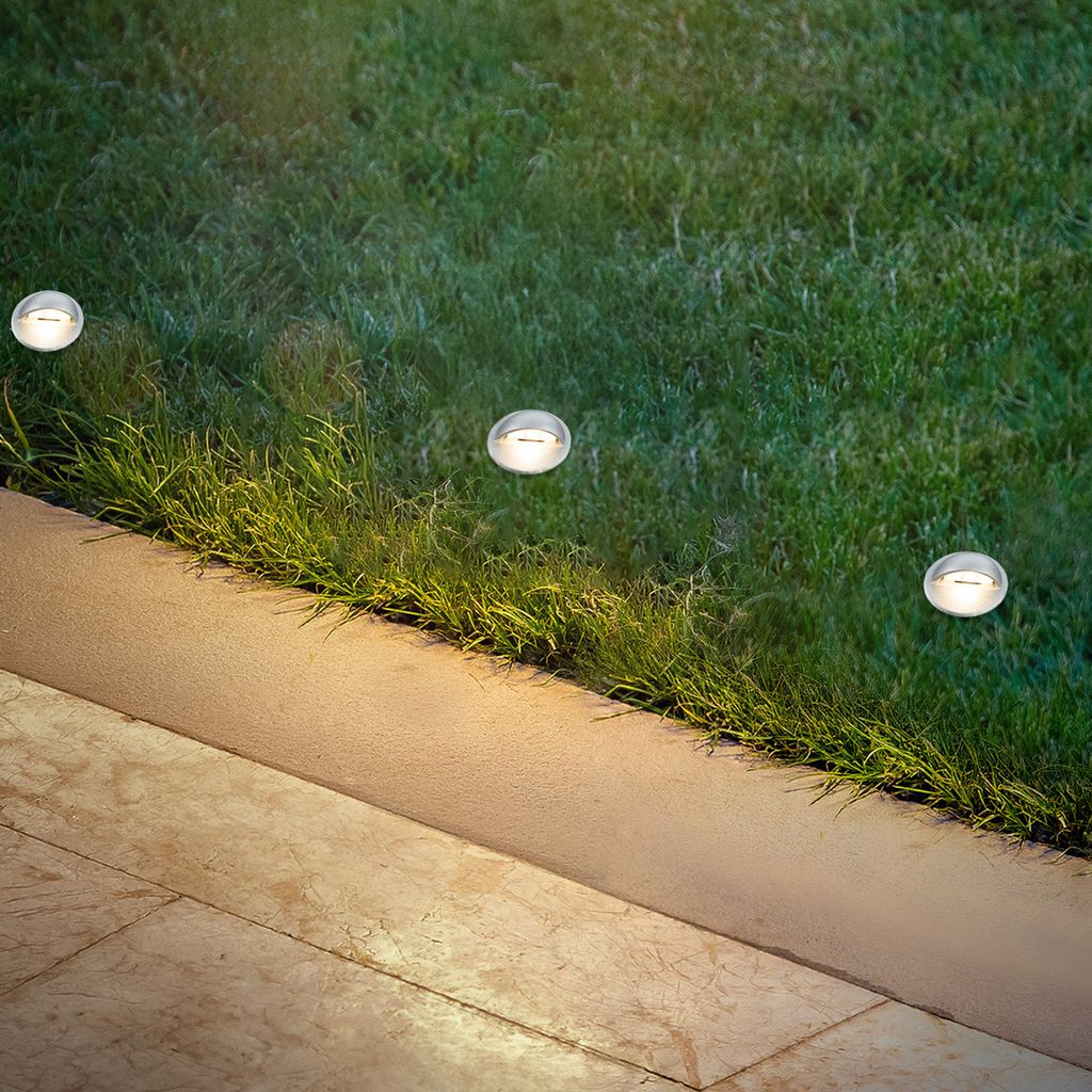 Connect to Shine Erweiterung Teak Bodeneinbaustrahler - 0,4W, 10lm, LED, Warmweiß, Chrom-Matt
