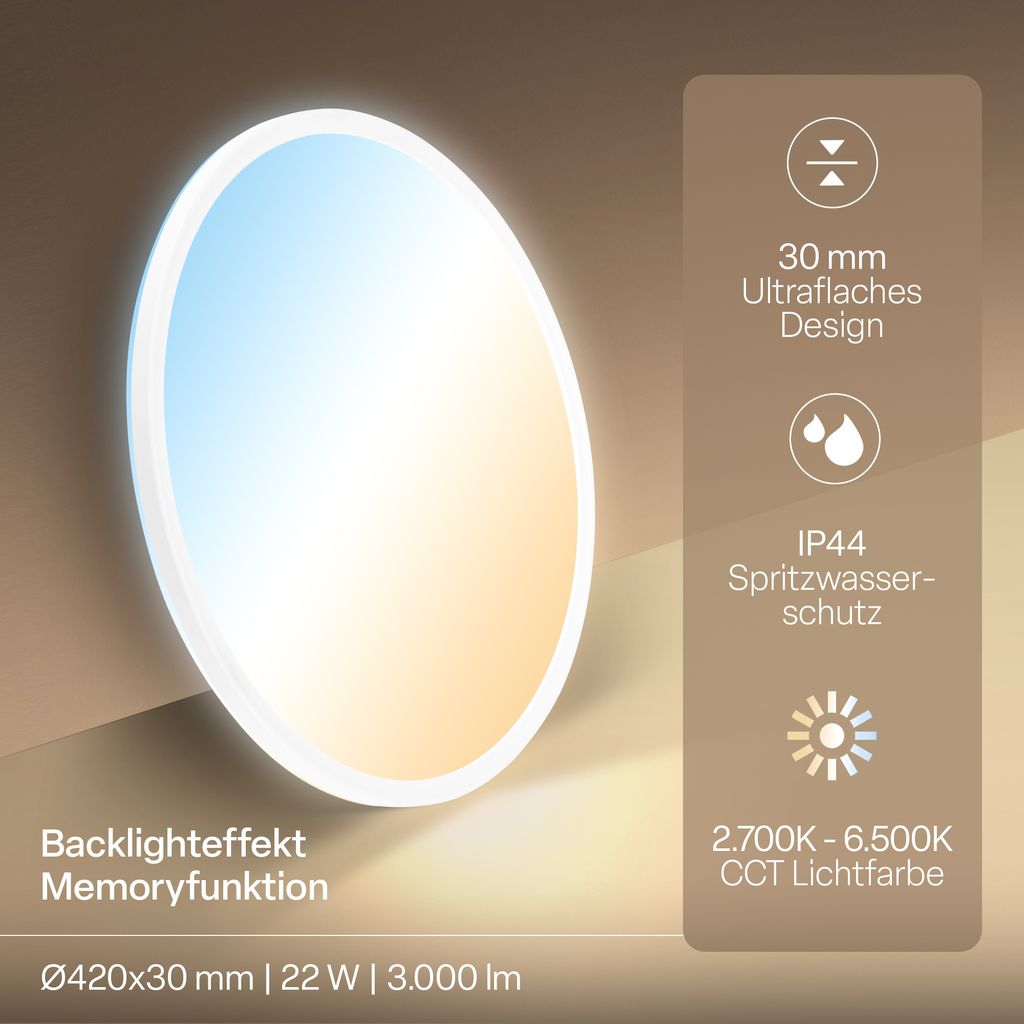 LED Deckenlampe LED Panel Dimmbar Fernbedienung CCT Deckenleuchte IP44 2