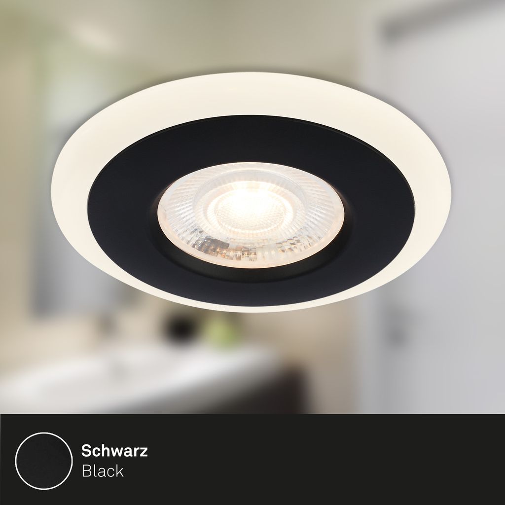 LED Einbauleuchten-Set, Ø8,4 cm, 3x LED, 5 W, 460 lm, schwarz
