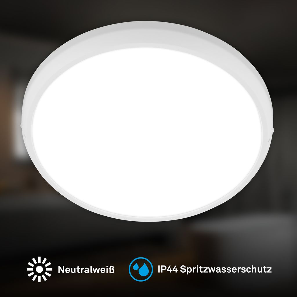 Navaro Deckenleuchte Ø37,5 cm - 24W, 2900lm, Neutralweiß, IP44, Weiß