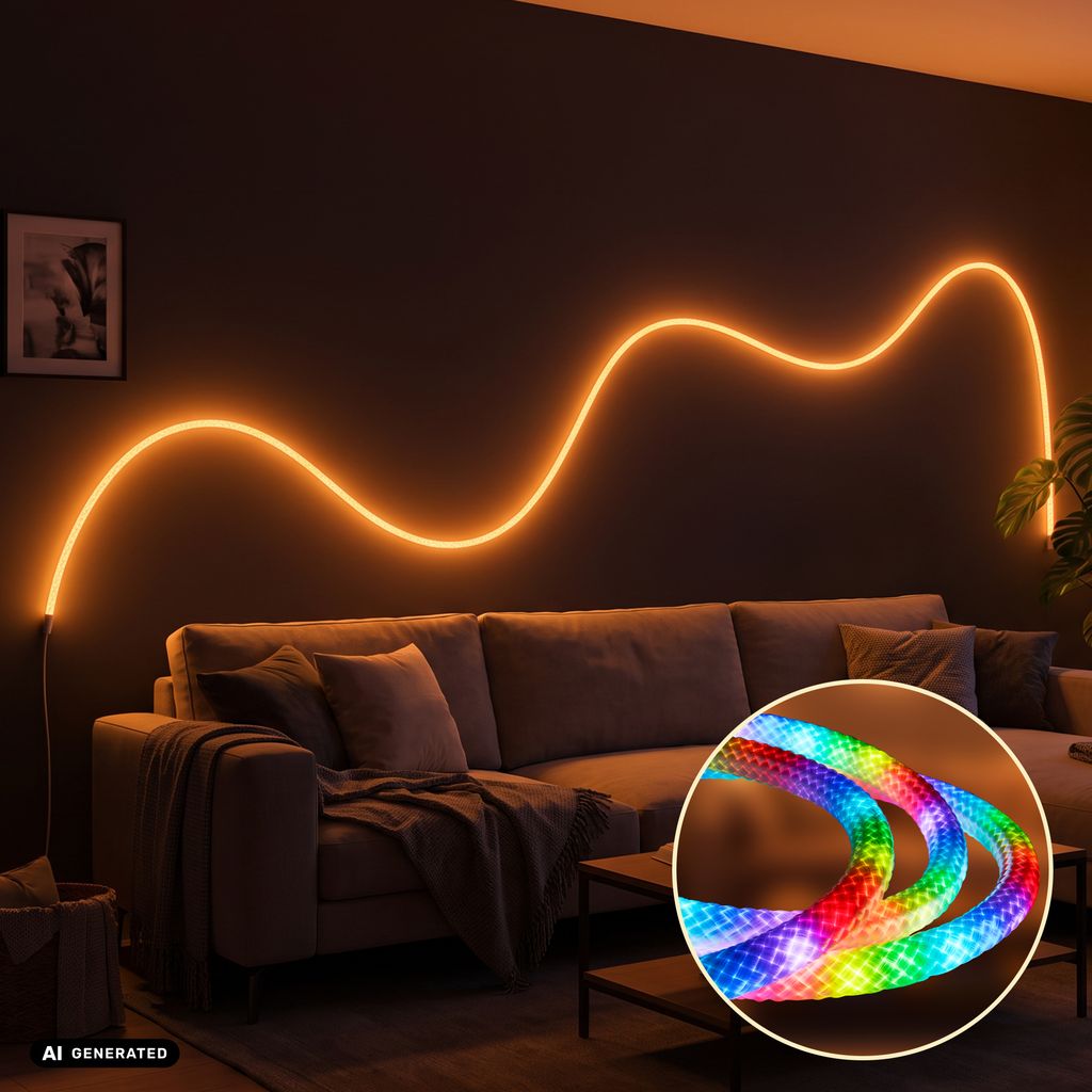 LED Streifen 5m - RGBIC Farbwechsel, Fernbedienung, Weiß