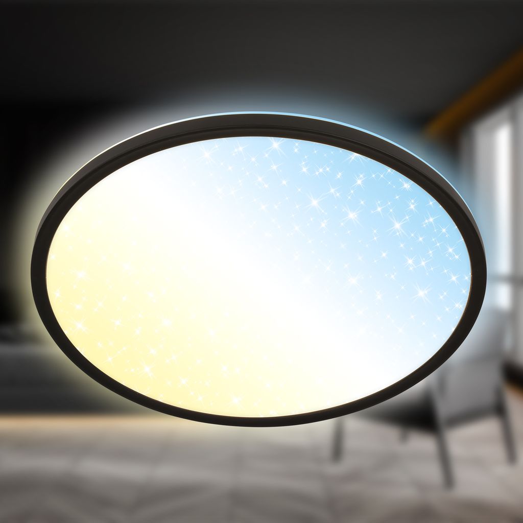 Slim LED Panel Ø37,5 cm - 22W, 3000lm, Fernbedienung, Dimmbar, Schwarz