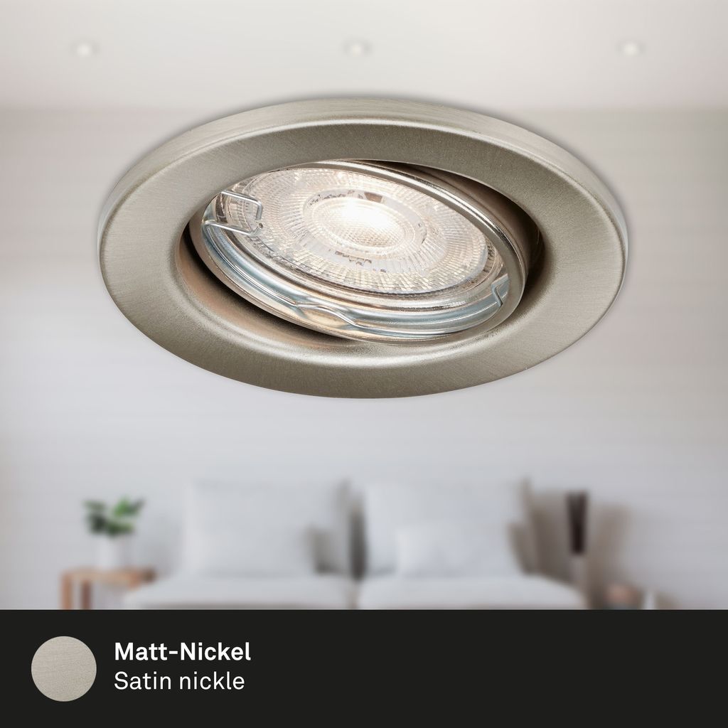 LED Einbauleuchten  dimmbar 3er Set GU10 5W silber Metall Ø8.6cm IP23 Briloner 4