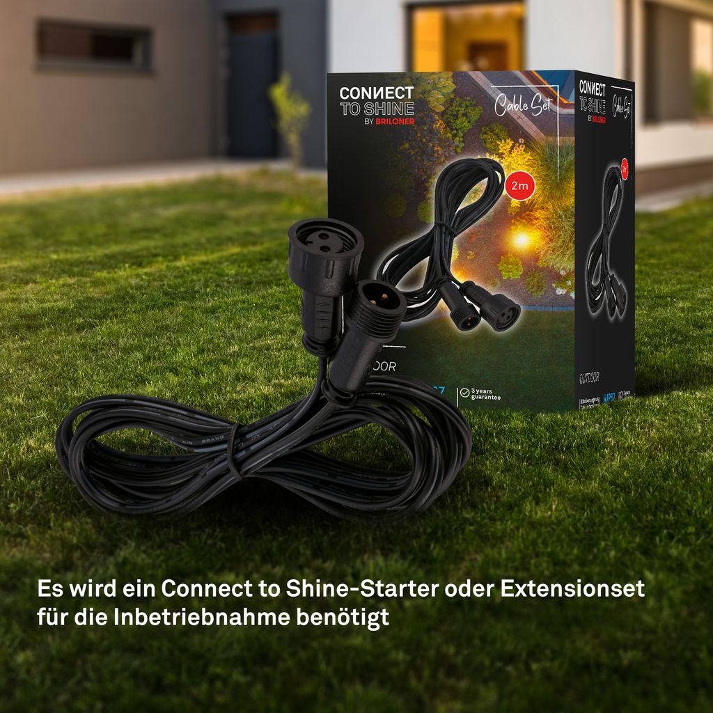 Connect to Shine Extension Cable Extension 2m - 12V, IP67, Black