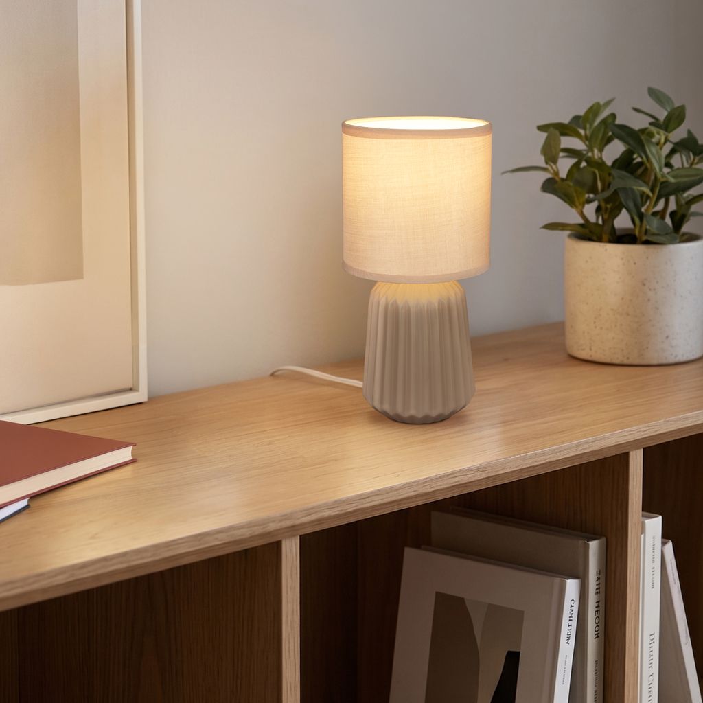 Dora Tischlampe - mit Schalter, Keramik, E14 Fassung, Beige