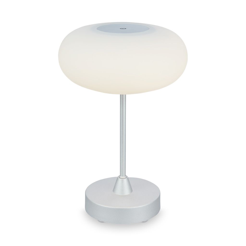 Briloner Leuchten - LED Tischlampe Akku. Dimmbar. Glas LED Tischleuchte Kabellos. Touchfunktion. 3.300K Warmweiß. Chrom-Matt. 150x160 mm (HxD) 1