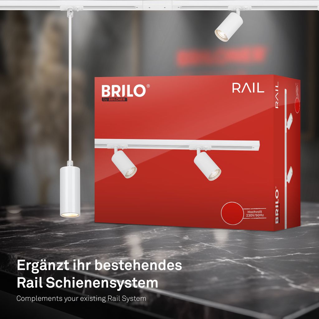 Briloner Rail Schienensystem. Dimmbar. Kombinierbar. Zubehör. Weiß. Ø4 x 10 cm 2