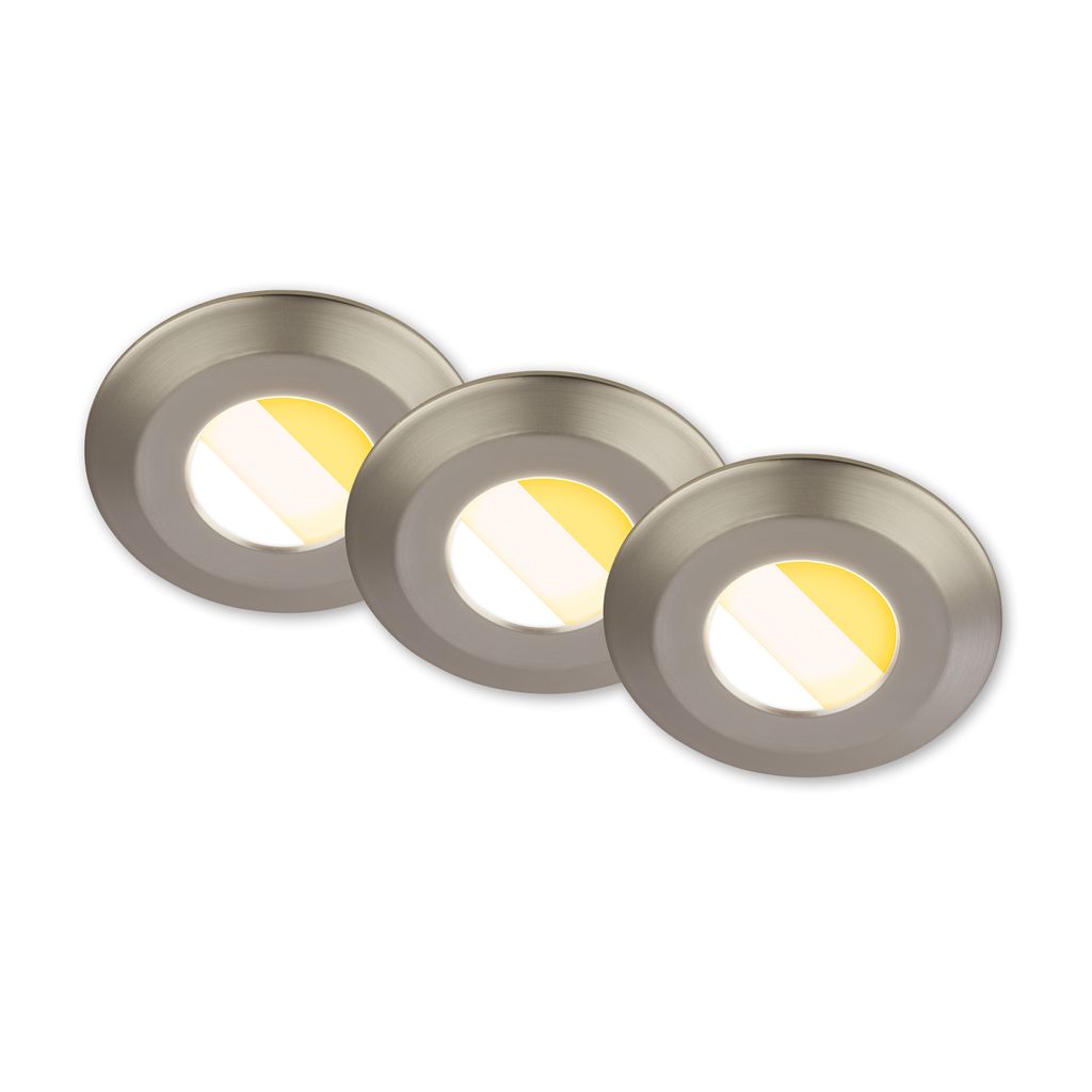 Briloner Klira 3er Set Bad Einbaustrahler 230V, Dimmbar, IP44, Nickel-Matt